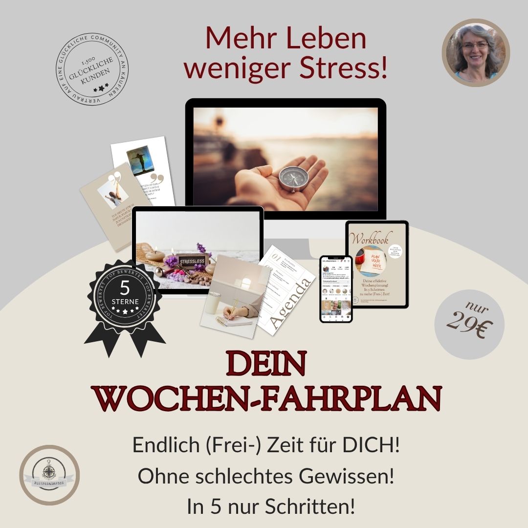 Hier ist ein Mockup zu sehen, welches folgendes bewirbt: Audio Mini Kurs für eine strukturierte und stressfreie Wochenplanung