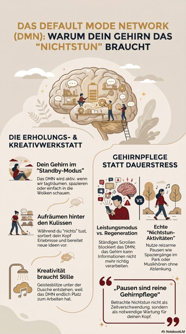 Frau sitzt am Tisch und blickt in ein Planungsbuch mit den Spalten Monat, Woche und Fokus – ruhige Szene für realistische Alltagsplanung