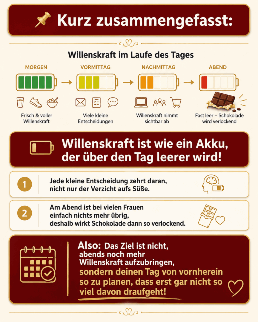 Frau sitzt am Tisch und blickt in ein Planungsbuch mit den Spalten Monat, Woche und Fokus – ruhige Szene für realistische Alltagsplanung